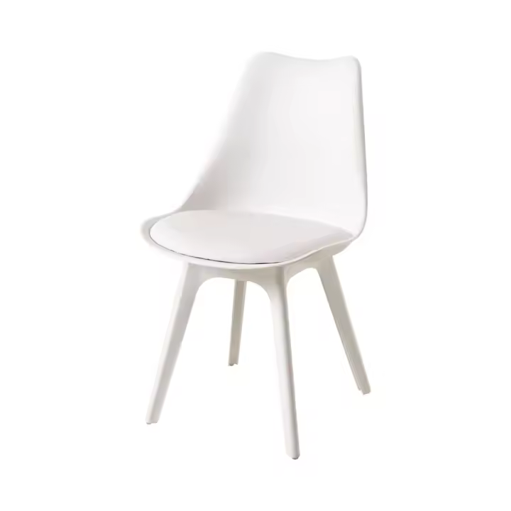 ORION91 Silla BOREAL Asiento Acolchado Piel Sintética y Patas Color Blanco 48x43x82cm Comedor Oficina Salón Teletrabajo Cocina - SpazioLuzio - 1