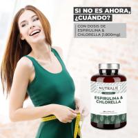 Espirulina y Chlorella 1800mg - Detox Energía Fuerza - Efecto Saciante - Cansancio y Fatiga - Vegana - BIO-disponible - Spirulina Pura 100% Vegana - 180 Cápsulas Nutralie - details 0