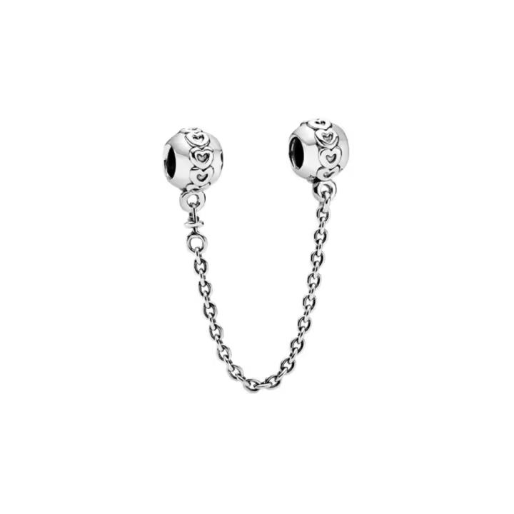 PANDORA Cadena de seguridad Eternal Heart con cuentas, estilo dulce, accesorios de joyería, regalo de cumpleaños para novia, Eternal Heart, 50 mm - 1