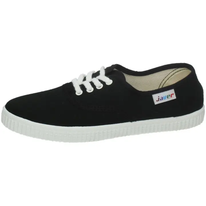 Zapatillas marca JAVER para mujer en color negro. Bambas de Lona para Mujer Javer en Color Negro con Cordones - 1