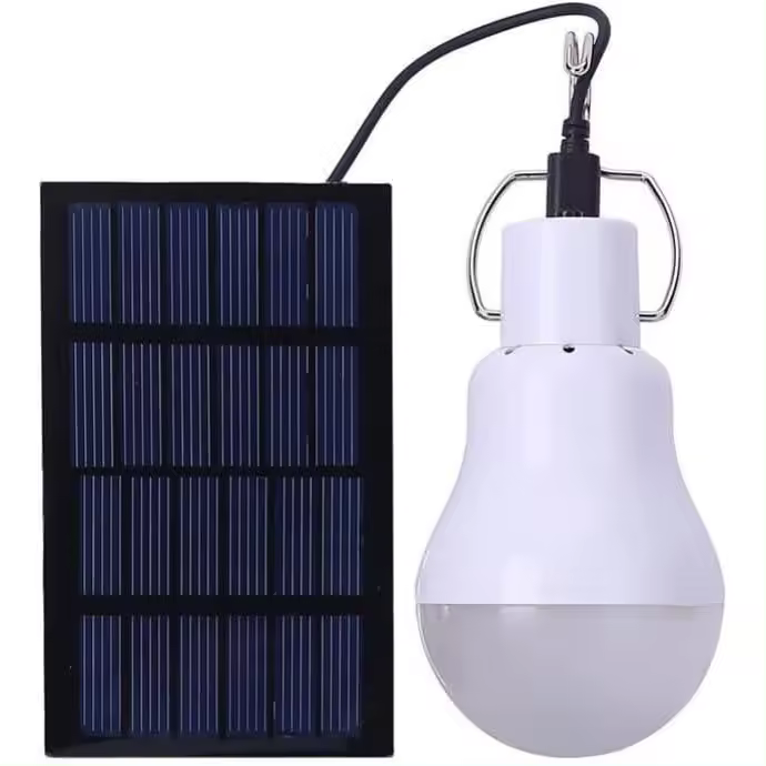 1 bombilla LED portátil alimentada por panel solar para tienda de campaña, lámpara para interior y exterior - 1