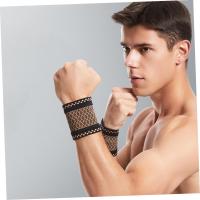 1 par de muñequeras deportivas transpirables con bandas elásticas de soporte para aliviar el rendimiento atlético, muñequeras duraderas y cómodas para hombres y mujeres. - details 3