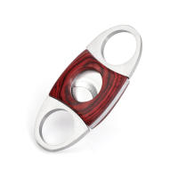 Cortador De Cigarrillos De Acero Inoxidable Y Madera Marrón JIBILL Accesorio De Cigarrillos Regalo De Navidad Para Padre 9x3.6x1.1cm - details 0