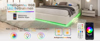 Cama tapizada 160x200 cm, Armazón de Cama multifuncional onulado, Cama Doble hidráulica con Luces LED y función de carga USB, Armazón Staubetti con Marco de espagueti Plano, Cama Juvenil con Estilo - details 6