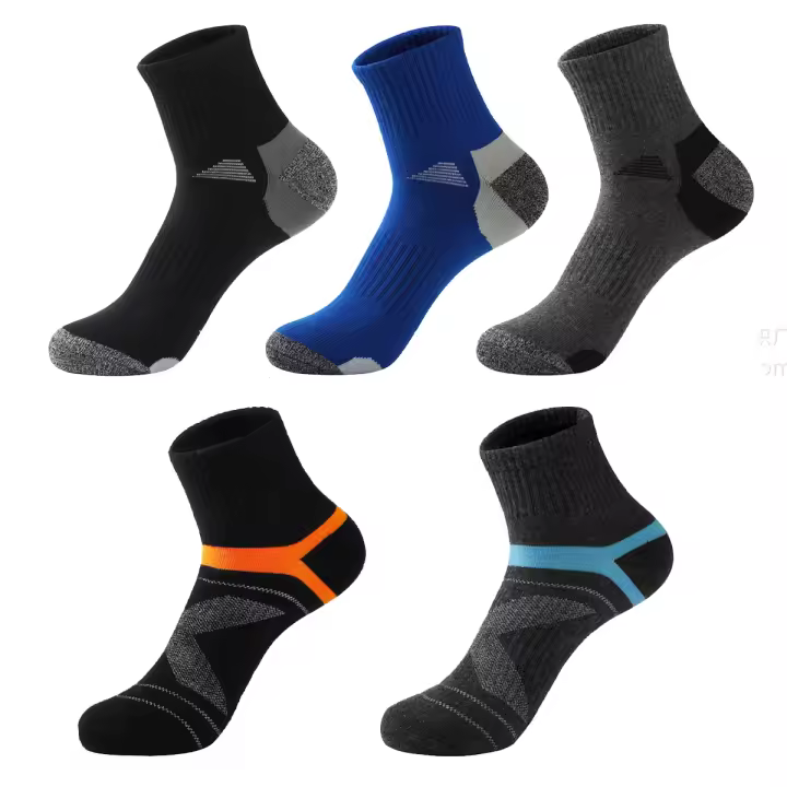 Calcetines De Algodón De Alta Calidad Para Hombre 5 Pares Calcetines Deportivos Transpirables Casual Para Otoño E Invierno Talla EUR38-45 - 1