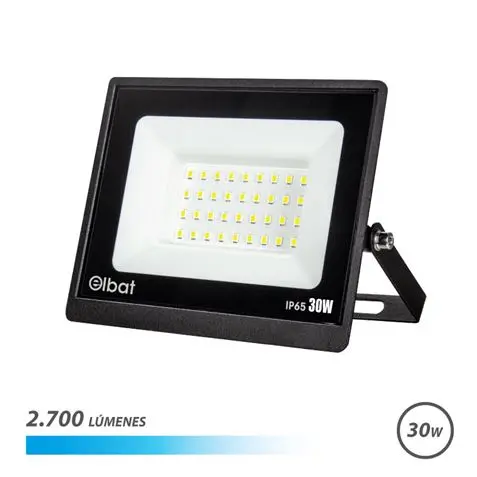 Elbat foco led serie super slim 30w - 2700 lumenes - 6500k luz fria - ip65 para uso en exterior - 1