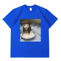 Camiseta De Gato Con Imagen De Meme De Leche Para Hombres Y Mujeres Estilo Casual Humor Extraño Camiseta Gráfica De Algodón Sobredimensionada Moda Streetwear - details 5