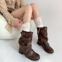 Medias Largas De Veludo Con Encaje Blanco Y Cinta Para Mujer Estilo Lolita Calf Socks Lindas Y Dulces Medias De Pierna Media - details 13