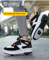 Zapatos De Patinaje Para Niños 2024 Nuevos Primavera Otoño Doble Rueda Deportivos Respirables Talla True Fit Material Superior Cuero - details 4