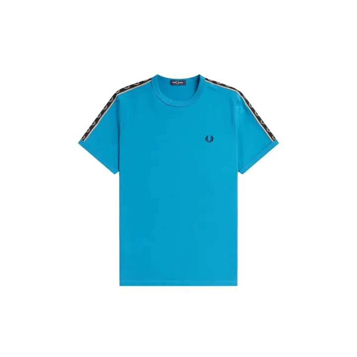 Fred Perry Taped Ringer T-Shirt Runaway Bay Ocean / Warm Grey - 1