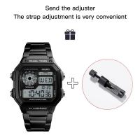 Reloj Deportivo Digital Skmei De Lujo Con Correa De Acero Inoxidable Resistente Al Agua 5Bar Luz Trasera Alarma Y Cuento Regreso Para Hombre - details 0
