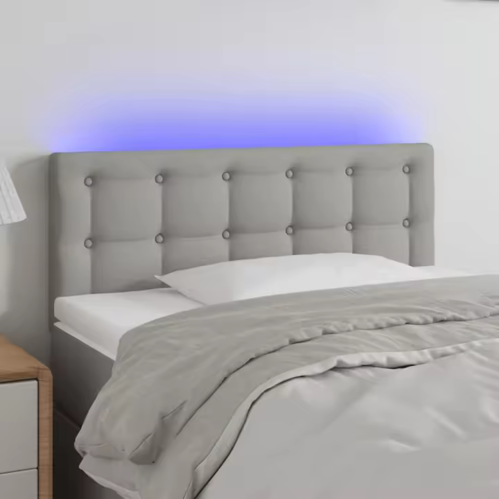 vidaXL Cabecero con luces LED de tela gris claro 80x5x78/88 cm - 1