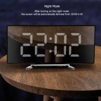 Reloj De Mesa Digital LED Con Espejo Pantalla Grande De 6 Pulgadas Reloj De Alarma Creativo Recargable Por USB Y Pilas Potencia Batería Reloj De Noche Para La Cama - details 6