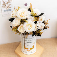 Retro Lirio De Otoño Artificial En Seda Para Boda Decoración De Navidad Y Hogar Peonía Y Esterilla Flores Falsas Accesorios De Fiesta - details 4