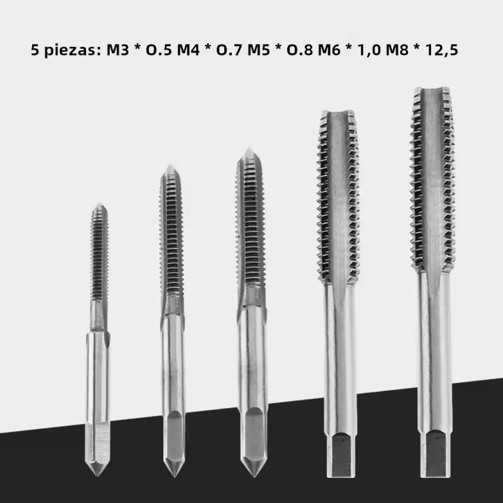 5PCS/7PCS Tapped Hand Screw Thread Tap Drill De Acero En Rollo Espiral Taperado Para M3/M4/M5/M6/M8/M10/M12 Herramienta De Bricolaje Para Carpintería - 1
