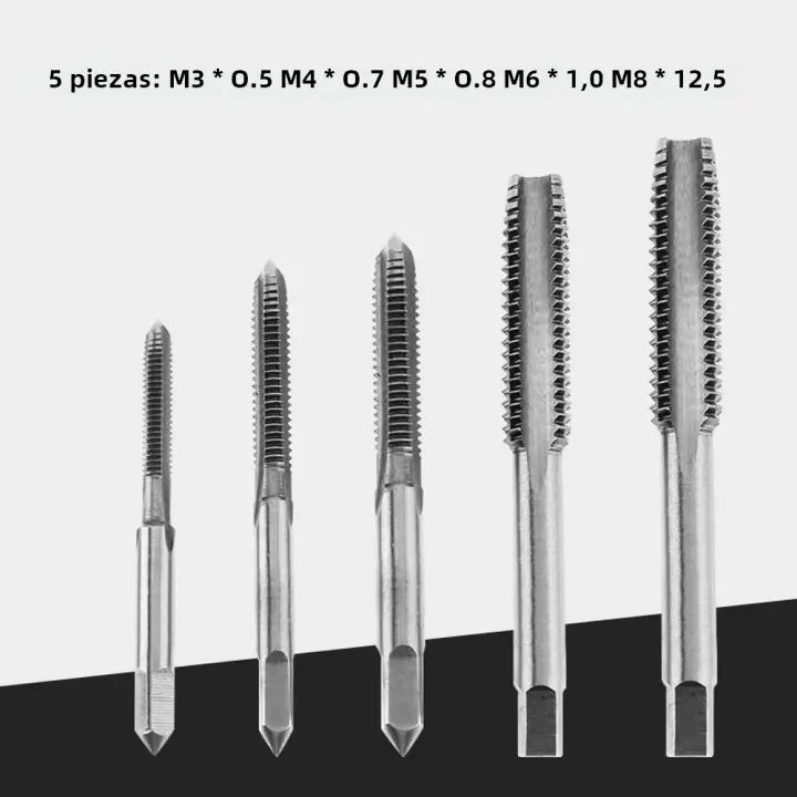 5PCS/7PCS Tapped Hand Screw Thread Tap Drill De Acero En Rollo Espiral Taperado Para M3/M4/M5/M6/M8/M10/M12 Herramienta De Bricolaje Para Carpintería - 1