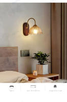 Lámpara De Pared Minimalista Nórdica Luz De Dormitorio Lámpara Retro Estadounidense Para Sala De Estar Pasillo Material De Madera Sólida Y Vidrio Transparente - details 20