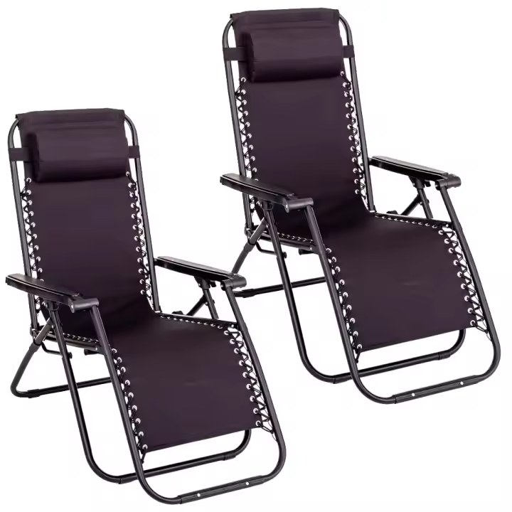Pack de 2 sillas gravedad cero reclinables con bloqueo de seguridad de tejido Oxford y acero de LOLAhome - 1