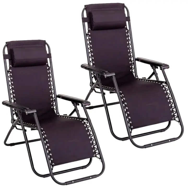 Pack de 2 sillas gravedad cero reclinables con bloqueo de seguridad de tejido Oxford y acero de LOLAhome - 1