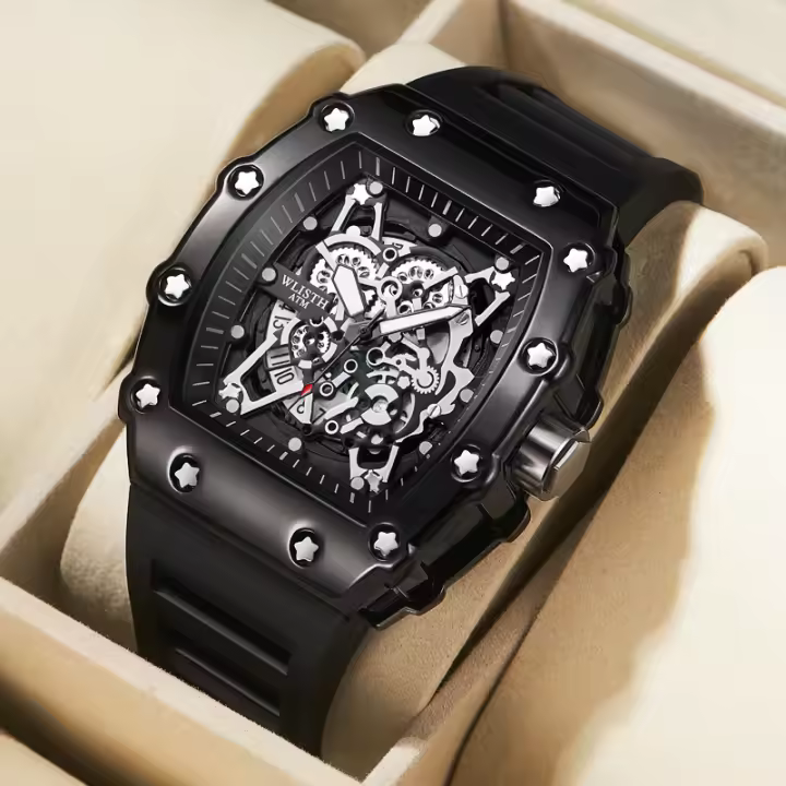 Reloj Deportivo De Cuarzo Para Hombres Con Grande Dial Impermeable Y Manos Luminosas Reloj Cuadrado De Silicona Para Actividades Al Aire Libre - 1