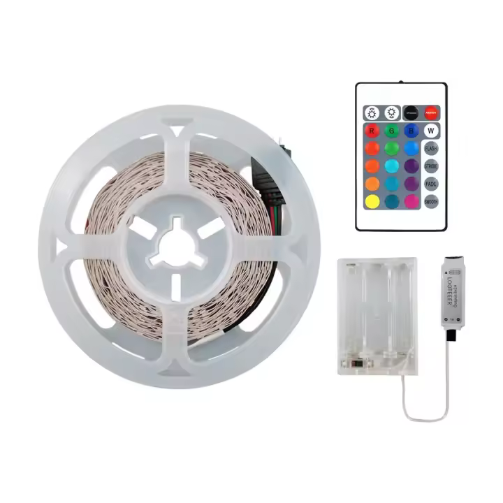 1PC Cinta LED RGB 5V Con Control Remoto De 24 Teclas Banda De Luz De Batería 2835 LED Para Decoración De Habitación Y Sala De Juegos - 1