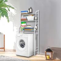 Estante de metal para organizar el baño, estantería de almacenamiento sin perforaciones, tipo de suelo, para champú, toalla, Etc. Estante de accesorios, organizador para lavadora - details 0