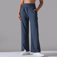Pantalones Rectos De Pierna Ancha Para Mujer Casual Pantalones De Oficina Cintura Alta Holgados Para Danza Leggings Sin Costuras De Nylon - details 5