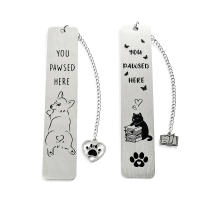 Marcador De Libro De Acero Inoxidable Para Perros Y Gatos Corgi Y Gato Diseño Geométrico Para Hombres Y Mujeres Material Metálico - details 0
