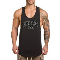 Camiseta De Algodón Transpirable Para Hombres Verano Sin Mangas Deporte Fitness Gimnasio Running Tops De Hombros Vazios - details 1