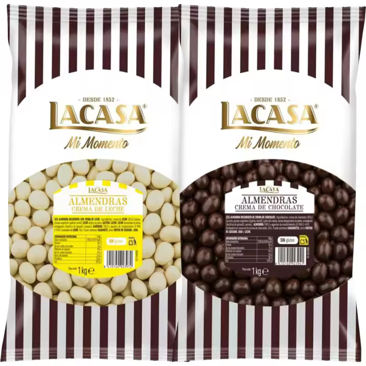 Lacasa Mi momento Pack 2 kg: deliciosas bolas de  Almendra con chocolate Negro y Almendra con chocolate Blanco - 1