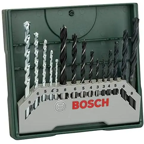 Bosch Mini-X-Line mixed set with 15 PCs for drilling (for wood, stone and metal, accessories for screwdriver drill) - 1