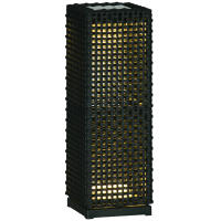 Outsunny Lámpara de Pie de Ratán Sintético Linterna Solar con Luces LED Control Automático para Decoración en Interiores y Exteriores 15,5x15,5x47 cm Negro - details 0