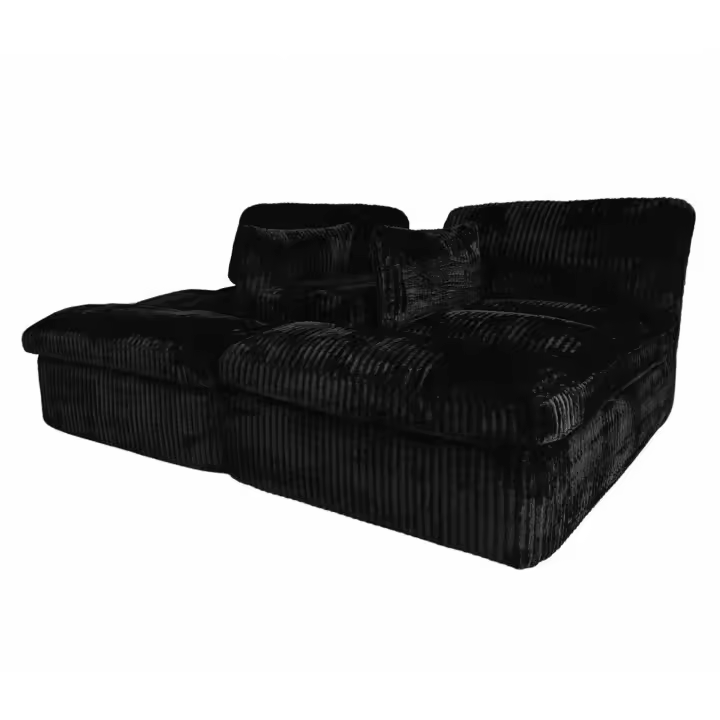Sofá cama de pana – Modular con cama abatible, sin montaje, cojines de espuma, ahorra espacio – Chaise Longue - 1