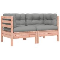 vidaXL Sofá esquinero de jardín con cojines 2 uds madera abeto Douglas Marrón pino, Douglas natural, Impregnado natural Conjunto Terraza Muebles Jardín Exterior Juego de Muebles de jardín Mueble Jardín Exterior Muebles de Salon Exterior - details 0