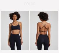 Sujetador De Fitness Para Mujer En Color Sólido Con Espalda Cruzada Y Holes Con Almohadillas De Pecho Top Deportivo De Gimnasio Push Con Cuatro Strapas - details 0