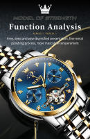 Reloj Mecánico Automático Para Hombre OLEVS 6678 Lujo Original Con Calendario Fase De La Luna Y Flywheel Skeleton Resistente Al Shock Agua Acero Inoxidable - details 5