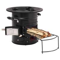 vidaXL Cocina de Leña para Camping Acero 50x33,5x30,5 cm Estufa Barbacoa Color Plateado,  Negro, y mas - details 0
