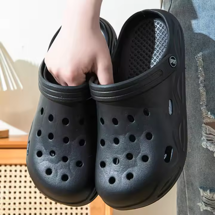 Sandalias De Verano Para Hombre Con Salida Hollow out Antideslizante Suave Bajo Grueso Tacones Jardín Zapatos Ligeros - 1