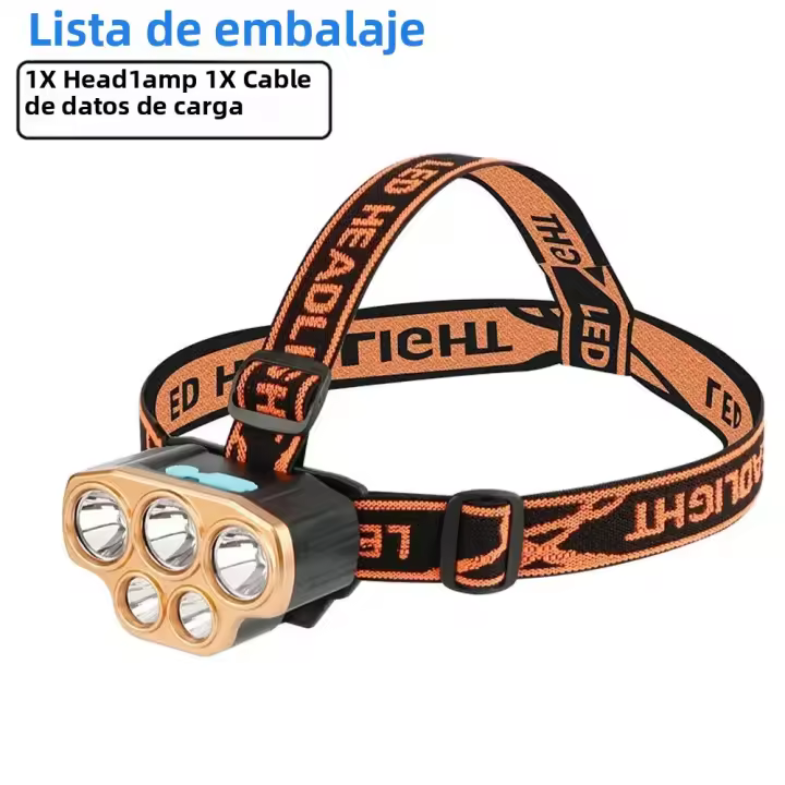 Linterna Frontal Con 8 LEDs Super Brillantes Recargable Por USB Modos De Iluminación Ajustables Para Camping Pesca Y Senderismo - 1