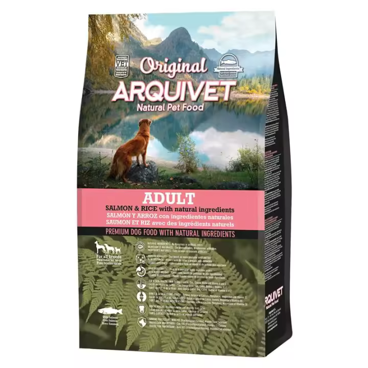Pienso para Perros Original Adult - Adultos - Salmón y arroz - Comida para Perros - Alimento seco para Perros - Alimentación Canina - Pienso Saludable 3kg Arquivet - 1