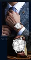 Reloj De Negocios Lujo Para Hombre OLEVS Con Correa De Cuero Resistente Al Agua Y a La Choque Movimiento Cuarzo Display Numeral Romano Estilo Casual - details 8