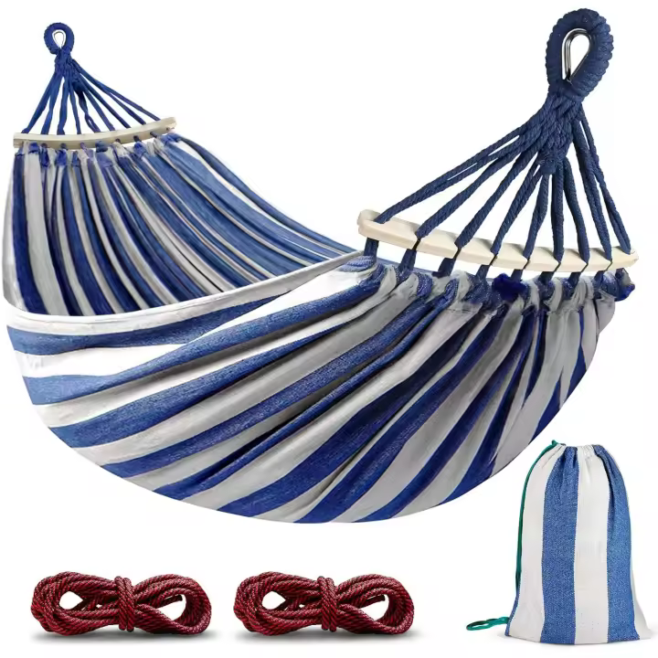 Hamacas portáthil hamaca de camping Mejorada 550lb Cocina Tela hamaca (Azul Blanco) - 1