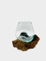 Gissed-Vaso de Vidrio Soplado sobre Madera Natural - Arte en Fusión, Decoración Rústica para el Hogar - details 3