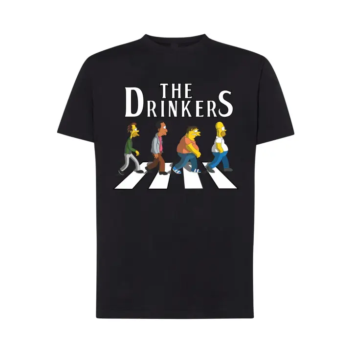 The Drinkers - Personajes de serie animada - representación portada Beatles, cruzando paso de cebra, camiseta unisex hombre y mujer - 1