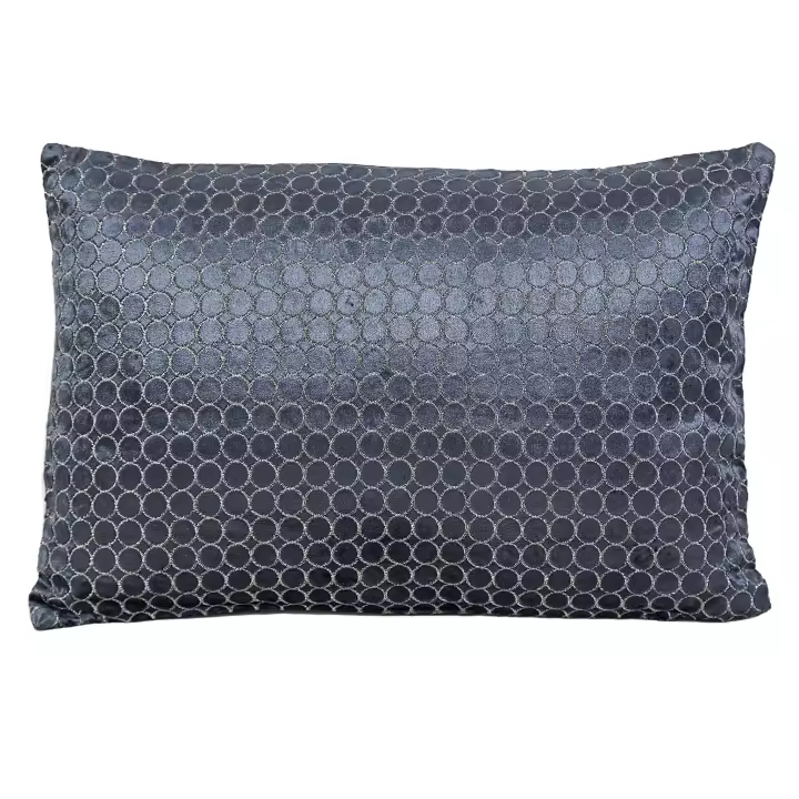 Cojin terciopelo bordado 55% viscosa, 45% algodón Azul noche 45x30x10cm. El mejor complemento para tu hogar. - 1