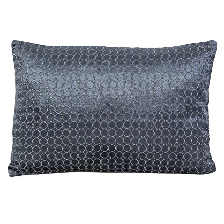 Cojin terciopelo bordado 55% viscosa, 45% algodón Azul noche 45x30x10cm. El mejor complemento para tu hogar. - 1