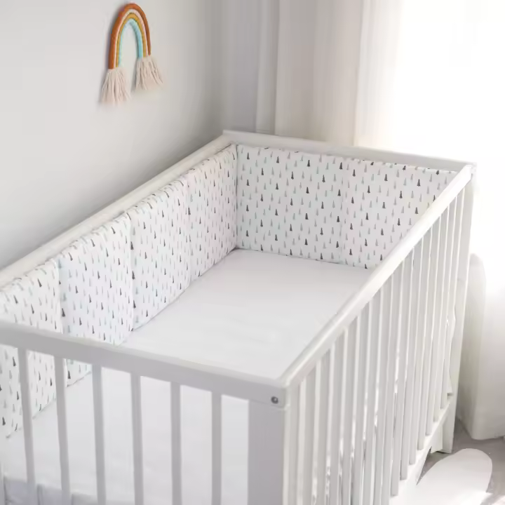 LALA - Ropa de Cama para Cuna de Bebe, ropa de Cama para recien nacidos, Valla para Bebe, Algodón Puro satinado, árbol Azul, 30x30x6, Pieza Entra Lavada. - 1