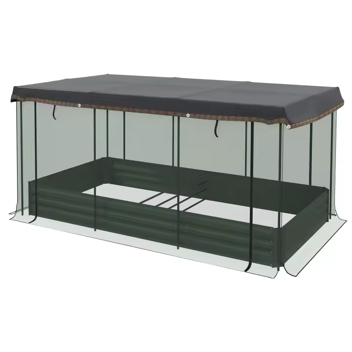 Camas elevadas de Maple with Red de Protección Contra Pájaros, Camas de Jardín gris Oscuro para balconies y Terrazas, dimensiones 230x110x110cm, ideal para Protección Solar - 1