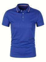 Camisa Polo Hombre Verano Transpirable Cómoda De Color Sólido Cuello Redondo Manga Corta Alta Calidad Ropa Casual De Calidad - details 15