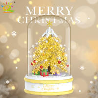 Caja De Música De Árbol De Navidad HUIQIBAO Con Bloques Micro En Rosa Morado Y Azul Juguete Educativo Para Niños Regalo De Navidad - details 4